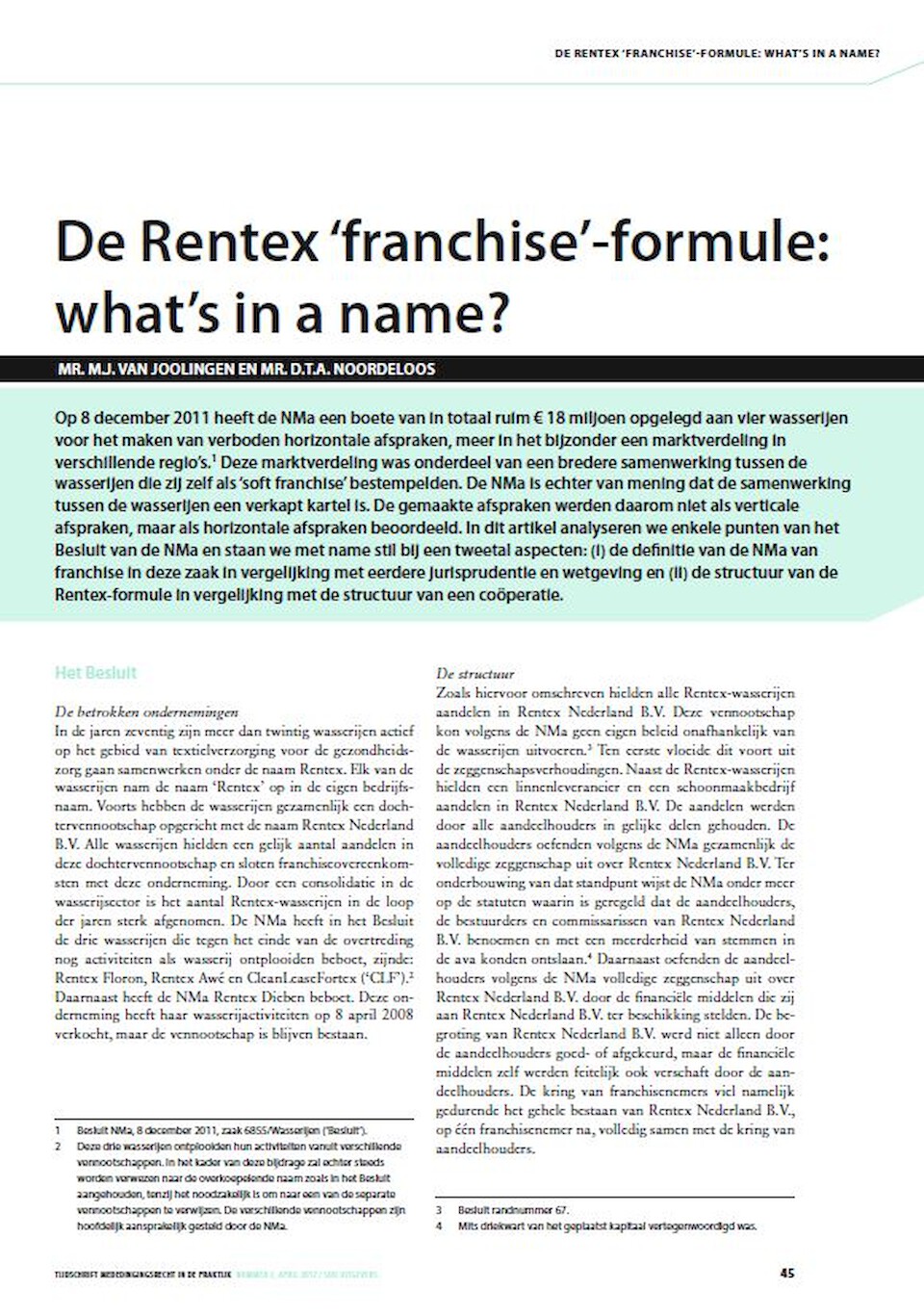 The Rentex ‘franchise’-formula: what’s in a name?