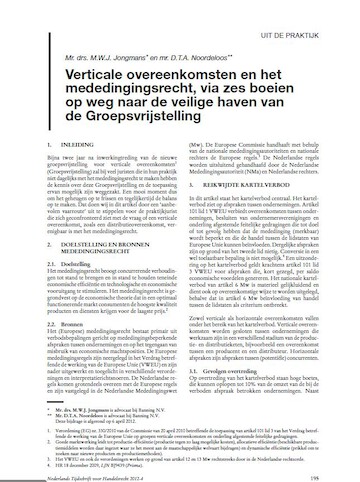 Vertical agreements and competition law, through six buoys on the way to the safe harbour of the Block Exemption