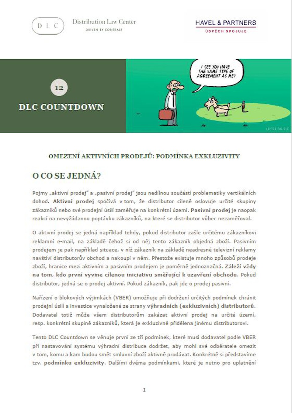 Distribution Law Center Countdown XII - Active sales restrictions (Exclusivity condition)