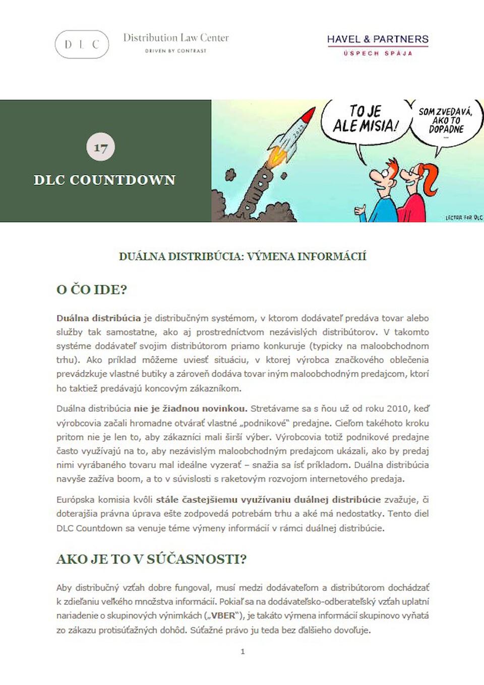 Distribution Law Center Countdown XVII - Dual distribution (Information exchange (Article 2(5) VBER))