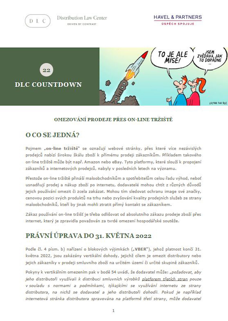 Distribution Law Center Countdown XXII - E-commerce (Restricting the use of online marketplaces / Online marketplace bans)