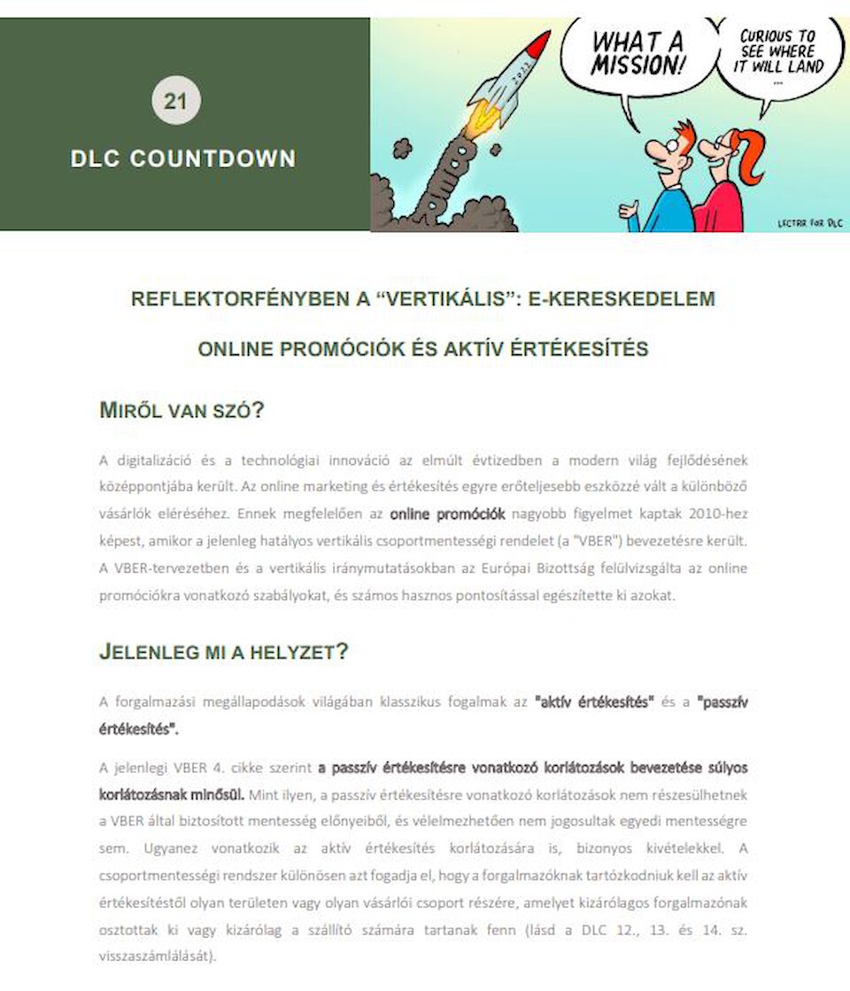 Distribution Law Center Countdown XXI - E-commerce (Online promotions and active sales)