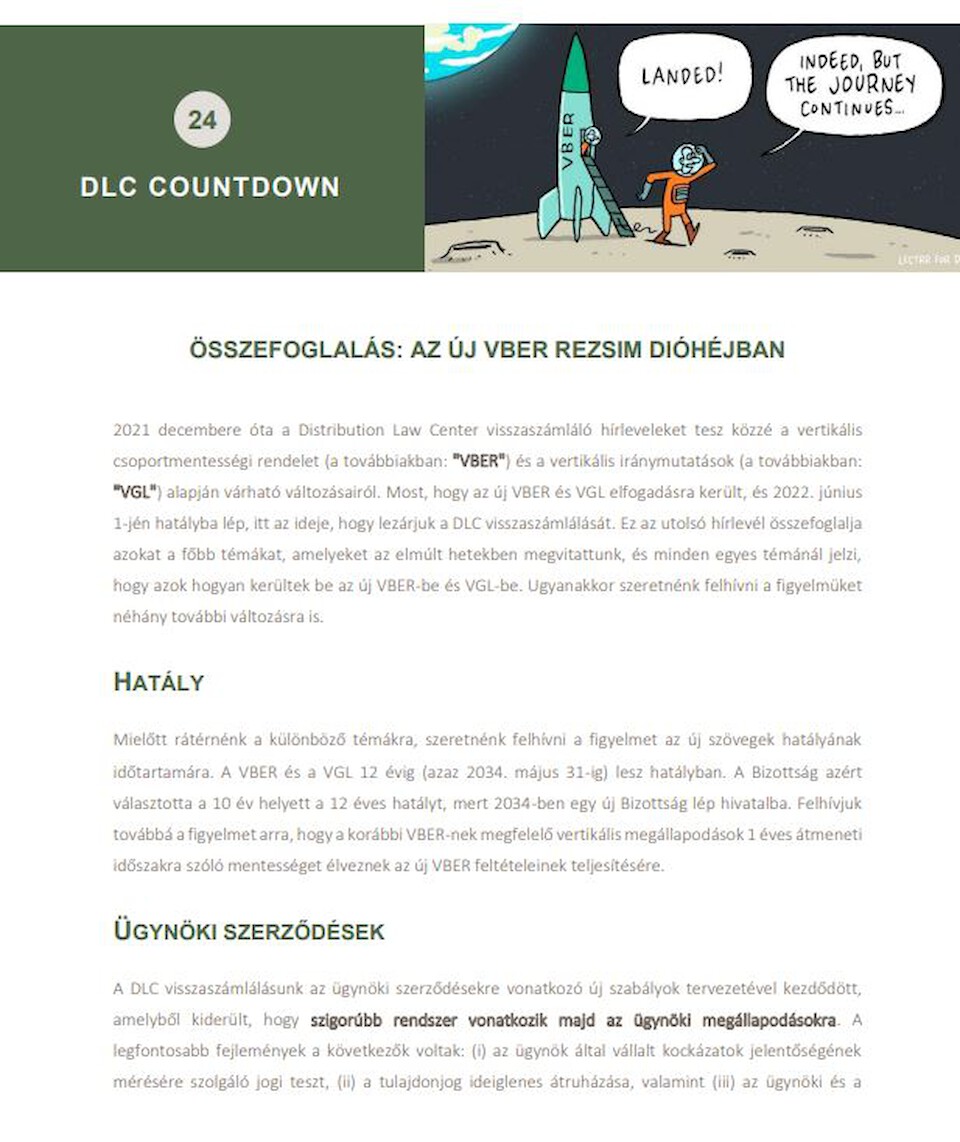 Distribution Law Center Countdown XXIV - Wrap-up (The new VBER regime in a nutshell)