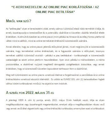 Distribution Law Center Countdown XXII - E-commerce (Restricting the use of online marketplaces / Online marketplace bans)