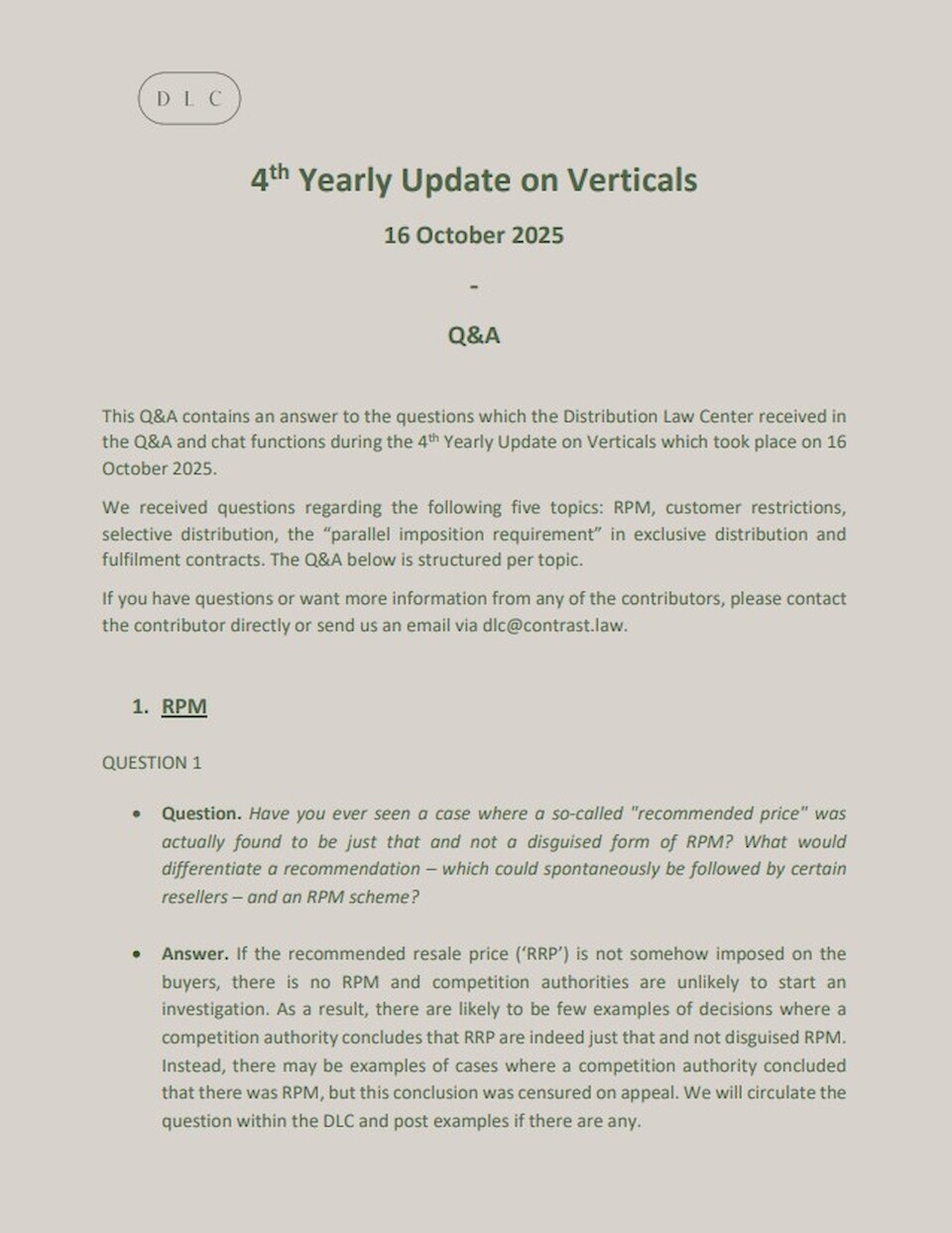 Yearly Update on Verticals 2025 - Q&A